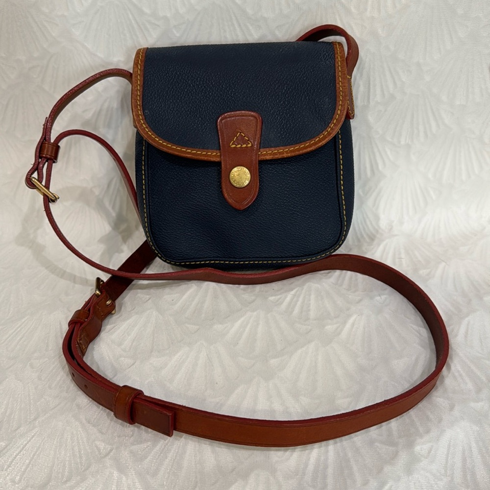 Dooney & Bourke Dark Blue and Tan Crossbody Bag